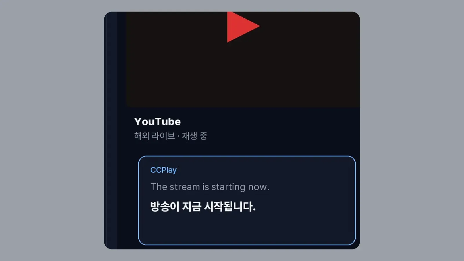 유튜브 등 다른 앱 영상 위에 뜬 CCPlay 자막 창