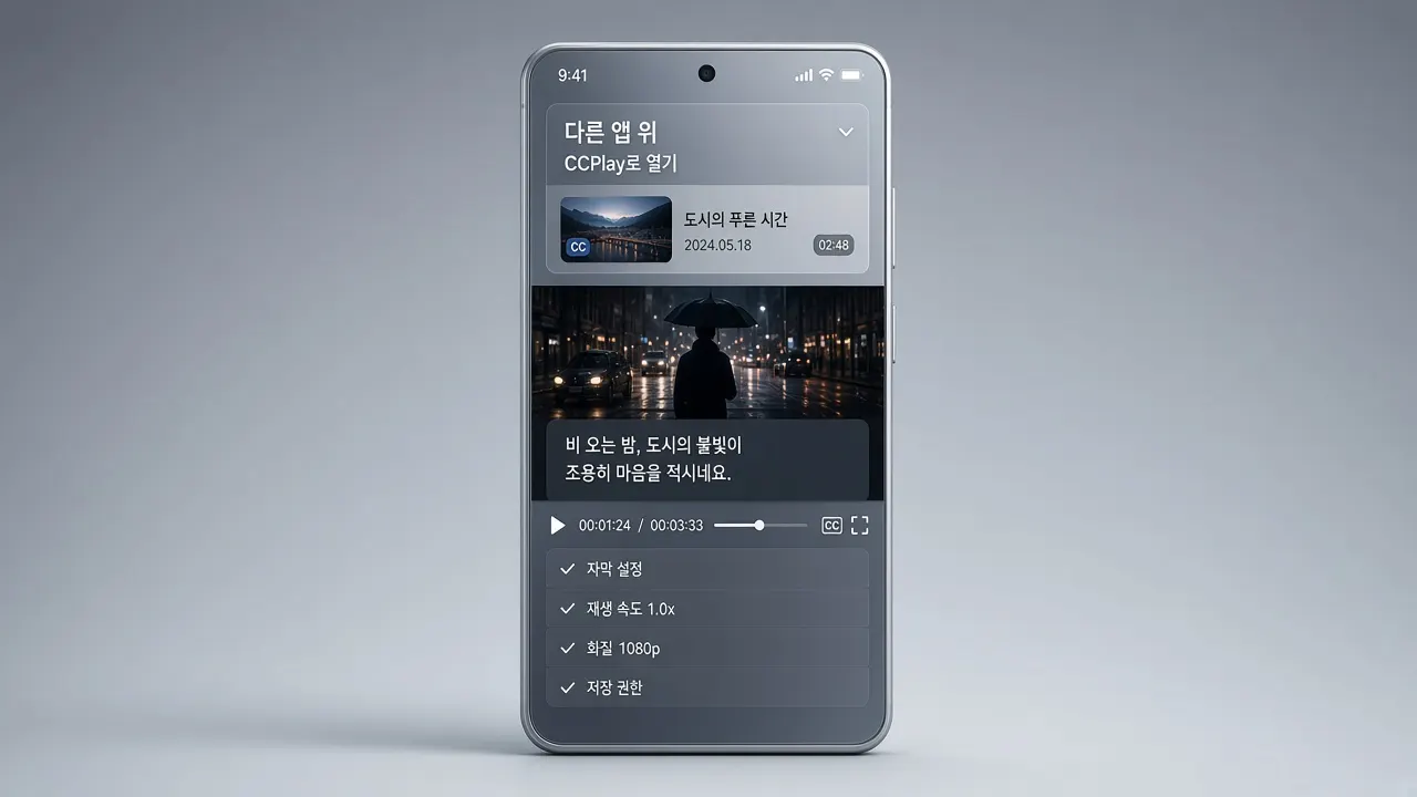 갤러리에서 CCPlay로 연 뒤 자막이 필요할 때